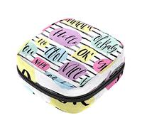 Bolsa de almacenamiento de servilletas sanitarias, bolsas de productos femeninos, bolsa portátil para niñas, mujeres, señoras, palabras creativas, Hello Nice OK, rayas blancas y negras, Varios colores, 4.7x6.6x6.6 in/12x17x17 cm