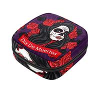 Bolsa de almacenamiento de servilletas sanitarias, bolsas de productos femeninos, bolsa portátil para niñas y mujeres, hermosa calavera de día de muertos-01, Varios colores, 4.7x6.6x6.6 in/12x17x17 cm