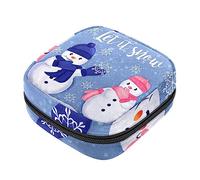 Bolsa de almacenamiento de servilletas sanitarias, bolsas de productos femeninos, bolsa portátil para niñas y mujeres, lindos muñecos de nieve de Navidad Let It Snow, Varios colores, 4.7x6.6x6.6 in/12x17x17 cm