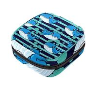 Bolsa de almacenamiento de servilletas sanitarias, bolsas de productos femeninos, bolsa portátil para niñas y mujeres, ballena de burbujas a rayas azules, Varios colores, 4.7x6.6x6.6 in/12x17x17 cm