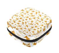 Bolsa de almacenamiento de servilletas sanitarias, bolsas de productos femeninos, bolsa portátil para niñas y mujeres, patrón de coronas doradas, fondo blanco, Varios colores, 4.7x6.6x6.6 in/12x17x17 cm