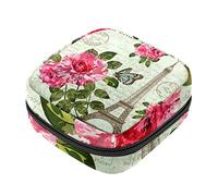 Bolsa de almacenamiento de servilletas sanitarias, bolsas de productos femeninos, bolsa portátil para niñas y mujeres, postal vintage de París, Varios colores, 4.7x6.6x6.6 in/12x17x17 cm