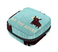 Bolsa de almacenamiento de servilletas sanitarias, bolsas de productos femeninos, bolsa portátil para niñas y mujeres, divertido Take the Bull by the Horns, Varios colores, 4.7x6.6x6.6 in/12x17x17 cm