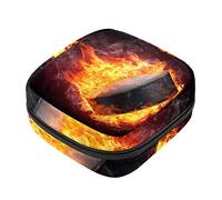 Bolsa de almacenamiento de servilletas sanitarias, bolsas de productos femeninos, bolsa portátil para kit de período para niñas, mujeres, señoras, hockey sobre hielo con fuego de llama, Varios colores, 4.7x6.6x6.6 in/12x17x17 cm