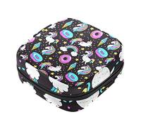 Bolsa de almacenamiento de servilletas sanitarias, bolsas de productos femeninos, bolsa portátil para niñas y mujeres, dibujos animados, unicornio, dona, arco iris, estrella, negro, Varios colores, 4.7x6.6x6.6 in/12x17x17 cm