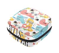 Bolsa de almacenamiento de servilletas sanitarias, bolsas de productos femeninos, bolsa portátil para niñas y mujeres, divertido dibujo de animales, patrón de palabras, caracol de zorro, Varios colores, 4.7x6.6x6.6 in/12x17x17 cm