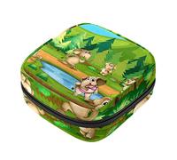 Bolsa de almacenamiento de servilletas sanitarias, bolsas de productos femeninos, bolsa portátil para niñas y mujeres, elefantes lindos, río del bosque, Varios colores, 4.7x6.6x6.6 in/12x17x17 cm