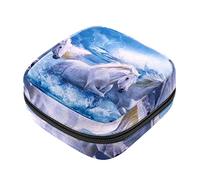 Bolsa de almacenamiento de servilletas sanitarias, bolsas de productos femeninos, bolsa portátil para niñas, mujeres, señoras, caballos blancos, animales corriendo, Varios colores, 4.7x6.6x6.6 in/12x17x17 cm