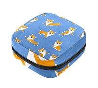 Bolsa de almacenamiento de servilletas sanitarias, bolsas de productos femeninos, bolsa portátil para niñas, mujeres, señoras, patrón de perro corgi, Varios colores, 4.7x6.6x6.6 in/12x17x17 cm