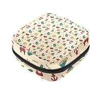 Bolsa de almacenamiento de servilletas sanitarias, bolsas de productos femeninos, bolsa portátil para niñas y mujeres, patrón de vacaciones de verano junto al mar, Varios colores, 4.7x6.6x6.6 in/12x17x17 cm