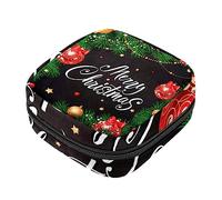 Bolsa de almacenamiento de servilletas sanitarias, bolsas de productos femeninos, bolsa portátil para niñas, mujeres, señoras, Feliz Navidad con bolas, Varios colores, 4.7x6.6x6.6 in/12x17x17 cm