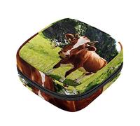 Bolsa de almacenamiento de servilletas sanitarias, bolsas de productos femeninos, bolsa portátil para niñas y mujeres, vacas pastando en campo verde, Varios colores, 4.7x6.6x6.6 in/12x17x17 cm
