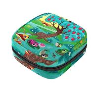 Bolsa de almacenamiento de servilletas sanitarias, bolsas de productos femeninos, bolsa portátil para niñas y mujeres, linda rana, libélula pato, pescado, manzanas, árbol, río, Varios colores,