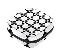 Bolsa de almacenamiento de servilletas sanitarias, bolsas de productos femeninos, bolsa portátil para niñas y mujeres, patrón cuadrado geométrico repetido en blanco y negro, Varios colores, 4.7x6.6x6.6 in/12x17x17 cm