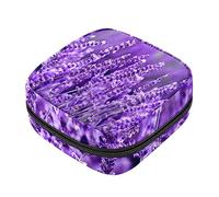 Bolsa de almacenamiento de servilletas sanitarias, bolsas de productos femeninos, bolsa portátil para niñas y mujeres, campo floral de lavanda púrpura, Varios colores, 4.7x6.6x6.6 in/12x17x17 cm