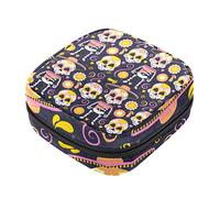 Bolsa de almacenamiento de servilletas sanitarias, bolsas de productos femeninos, bolsa portátil para niñas y mujeres, patrón de cabeza de calavera del día de los muertos, Varios colores, 4.7x6.6x6.6