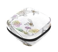 Bolsa de almacenamiento de servilletas sanitarias, bolsas de productos femeninos, bolsa portátil para niñas, mujeres, señoras, acuarelas dibujadas a mano, abejas y flores-01, Varios colores, 4.7x6.6x6.6 in/12x17x17 cm
