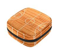 Bolsa de almacenamiento de servilletas sanitarias, bolsas de productos femeninos, bolsa portátil para niñas y mujeres, campo de baloncesto geométrico, Varios colores, 4.7x6.6x6.6 in/12x17x17 cm