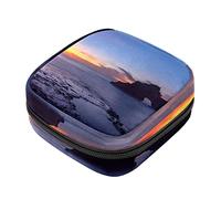 Bolsa de almacenamiento de servilletas sanitarias, bolsas de productos femeninos, bolsa portátil para niñas y mujeres, isla bahía atardecer, Varios colores, 4.7x6.6x6.6 in/12x17x17 cm