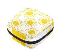 Bolsa de almacenamiento de servilletas sanitarias, bolsas de productos femeninos, bolsa portátil para niñas, mujeres, señoras, garabatos, soles, amarillo, Varios colores, 4.7x6.6x6.6 in/12x17x17 cm