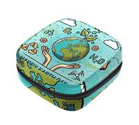 Bolsa de almacenamiento de servilletas sanitarias, bolsas de productos femeninos, bolsa portátil para kit de período para niñas, mujeres, señoras, feliz día de la tierra, Varios colores, 4.7x6.6x6.6 in/12x17x17 cm