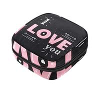 Bolsa de almacenamiento de servilletas sanitarias, bolsas de productos femeninos, bolsa portátil para kit de período para niñas, mujeres y señoras I Love You, Varios colores, 4.7x6.6x6.6 in/12x17x17 cm