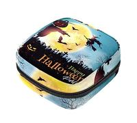 Bolsa de almacenamiento de servilletas sanitarias, bolsas de productos femeninos, bolsa portátil para niñas y mujeres, fiesta de Halloween, luna, bruja, espantapájaros, murciélago, tumba, Varios colores, 4.7x6.6x6.6 in/12x17x17 cm