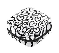 Bolsa de almacenamiento de servilletas sanitarias, bolsas de productos femeninos, bolsa portátil para niñas y mujeres, patrón con corazones dibujados a mano, Varios colores, 4.7x6.6x6.6 in/12x17x17 cm