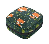 Bolsa de almacenamiento de servilletas sanitarias, bolsas de productos femeninos, bolsa portátil para niñas y mujeres, lindo bosque de zorros, Varios colores, 4.7x6.6x6.6 in/12x17x17 cm