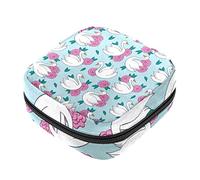 Bolsa de almacenamiento de servilletas sanitarias, bolsas de productos femeninos, bolsa portátil para niñas y mujeres, cisne feliz con patrón de flores rosas, azul, Varios colores, 4.7x6.6x6.6