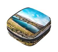 Bolsa de almacenamiento de servilletas sanitarias, bolsas de productos femeninos, bolsa portátil para niñas, mujeres, señoras, puente cruzando lago, Varios colores, 4.7x6.6x6.6 in/12x17x17 cm