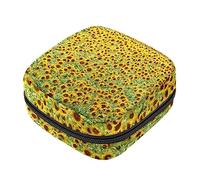 Bolsa de almacenamiento de servilletas sanitarias, bolsas de productos femeninos, bolsa portátil para niñas y mujeres, plantas de campo de girasol, Varios colores, 4.7x6.6x6.6 in/12x17x17 cm
