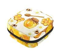 Bolsa de almacenamiento de servilletas sanitarias, bolsas de productos femeninos, bolsa portátil para kit de período para niñas, mujeres, señoras, tarro de miel con panal de abeja, Varios colores, 4.7x6.6x6.6 in/12x17x17 cm