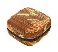 Bolsa de almacenamiento de servilletas sanitarias, bolsas de productos femeninos, bolsa portátil para niñas y mujeres, pan tradicional de Challah sobre fondo de madera, Varios colores, 4.7x6.6x6.6