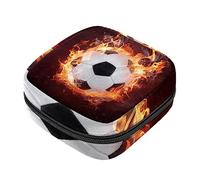 Bolsa de almacenamiento de servilletas sanitarias, bolsas de productos femeninos, bolsa portátil para niñas, mujeres, señoras, balón de fútbol, fuego, deportes de llama, Varios colores, 4.7x6.6x6.6 in/12x17x17 cm