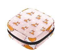 Bolsa de almacenamiento de servilletas sanitarias, bolsas de productos femeninos, bolsa portátil para niñas y mujeres, lindo perro corgi fondo rosa, Varios colores, 4.7x6.6x6.6 in/12x17x17 cm