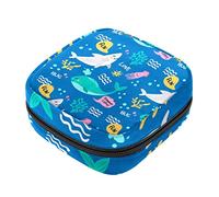 Bolsa de almacenamiento de servilletas sanitarias, bolsas de productos femeninos, bolsa portátil para niñas y mujeres, patrón colorido de palabras de animales, Varios colores, 4.7x6.6x6.6 in/12x17x17 cm