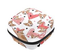 Bolsa de almacenamiento de servilletas sanitarias, bolsas de productos femeninos, bolsa portátil para niñas, mujeres, señoras, corgi, perro, corazón, Varios colores, 4.7x6.6x6.6 in/12x17x17 cm