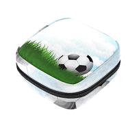 Bolsa de almacenamiento de servilletas sanitarias, bolsas de productos femeninos, bolsa portátil para kit de período para niñas y mujeres, fútbol, hierba, Varios colores, 4.7x6.6x6.6 in/12x17x17 cm