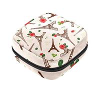 Bolsa de almacenamiento de servilletas sanitarias, bolsas de productos femeninos, bolsa portátil para niñas y mujeres, Torre Eiffel de París, Varios colores, 4.7x6.6x6.6 in/12x17x17 cm