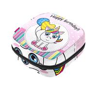 Bolsa de almacenamiento de servilletas sanitarias, bolsas de productos femeninos, bolsa portátil para niñas, mujeres, señoras, unicornio, feliz cumpleaños, Varios colores, 4.7x6.6x6.6 in/12x17x17 cm