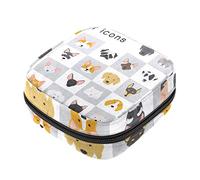 Bolsa de almacenamiento de servilletas sanitarias, bolsas de productos femeninos, bolsa portátil para niñas, mujeres, señoras, iconos de mascotas 1-01, Varios colores, 4.7x6.6x6.6 in/12x17x17 cm