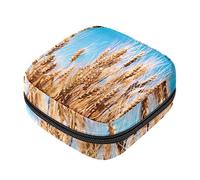 Bolsa de almacenamiento de servilletas sanitarias, bolsas de productos femeninos, bolsa portátil para kit de período para niñas, mujeres, señoras, campo de trigo, Varios colores, 4.7x6.6x6.6 in/12x17x17 cm