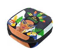 Bolsa de almacenamiento de servilletas sanitarias, bolsas de productos femeninos, bolsa portátil para niñas y mujeres, señoras Río Carnaval hermosa mujer loro, Varios colores, 4.7x6.6x6.6 in/12x17x17 cm