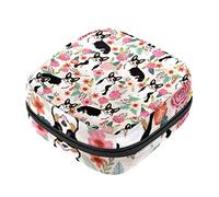 Bolsa de almacenamiento de servilletas sanitarias, bolsas de productos femeninos, bolsa portátil para niñas y mujeres, patrón de corgi de flores rosas, Varios colores, 4.7x6.6x6.6 in/12x17x17 cm