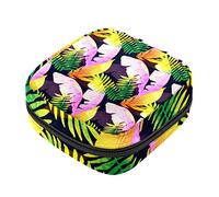 Bolsa de almacenamiento de servilletas sanitarias, bolsas de productos femeninos, bolsa portátil para kit de período para niñas, mujeres, señoras, hojas tropicales, Varios colores, 4.7x6.6x6.6