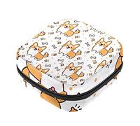 Bolsa de almacenamiento de servilletas sanitarias, bolsas de productos femeninos, bolsa portátil para niñas y mujeres, patrón de huesos de perro corgi, Varios colores, 4.7x6.6x6.6 in/12x17x17 cm