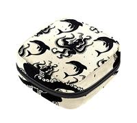 Bolsa de almacenamiento de servilletas sanitarias, bolsas de productos femeninos, bolsa portátil para niñas y mujeres, patrón vintage lindo con pulpo y delfines, Varios colores, 4.7x6.6x6.6 in/12x17x17 cm