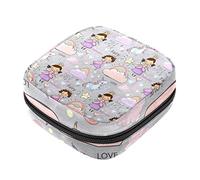 Bolsa de almacenamiento de servilletas sanitarias, bolsas de productos femeninos, bolsa portátil para niñas y mujeres, lindo cuento de hadas princesa unicornio, Varios colores, 4.7x6.6x6.6 in/12x17x17 cm