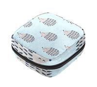 Bolsa de almacenamiento de servilletas sanitarias, bolsas de productos femeninos, bolsa portátil para niñas y mujeres, patrón de erizo encantador, Varios colores, 4.7x6.6x6.6 in/12x17x17 cm